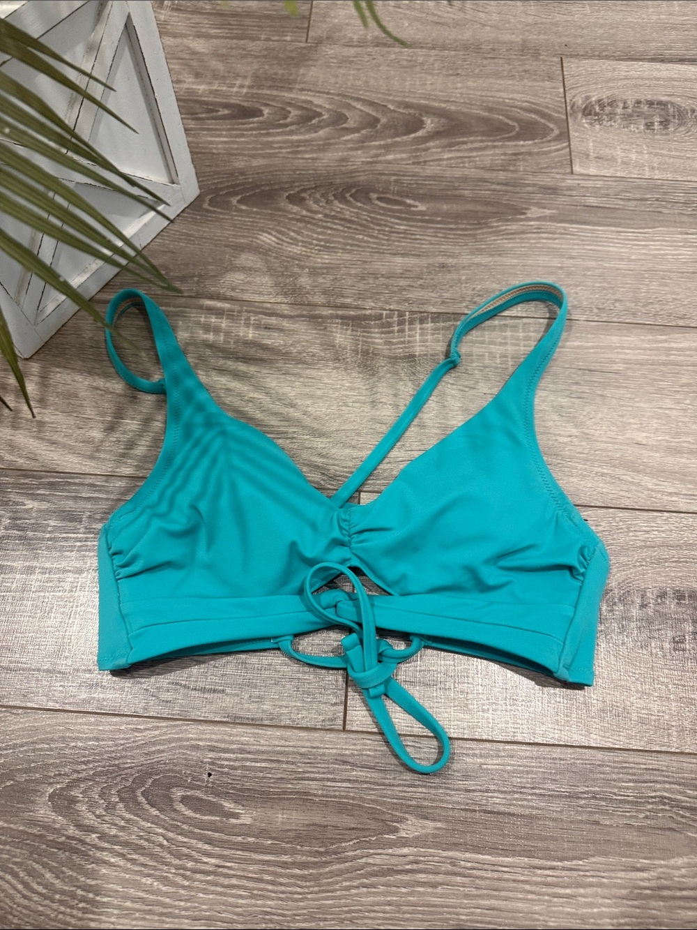 Shade & Shore Turquoise Strappy Bikini Top